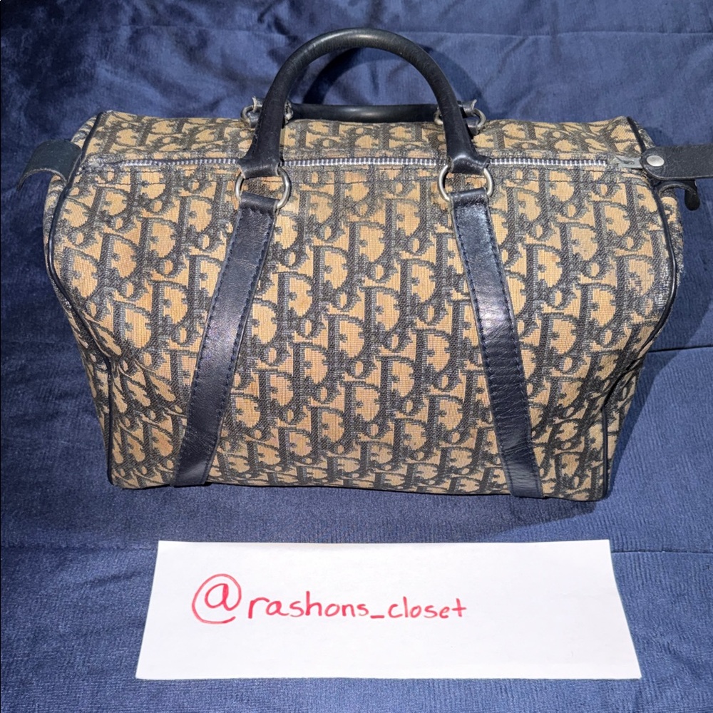 Dior Navy Trotter Mini Boston Bag w/COA